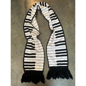 Vintage Keyboard Scarf Piano Key Music Novelty Edgerton 1981 Knit Fringe